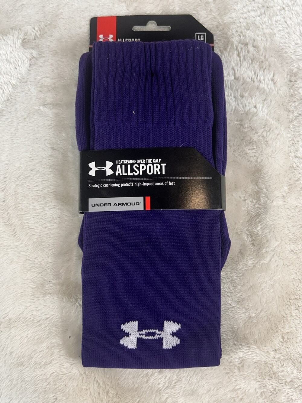 Under Armour All Sport Socks Unisex Sz L Purple HeatGear Over The Calf